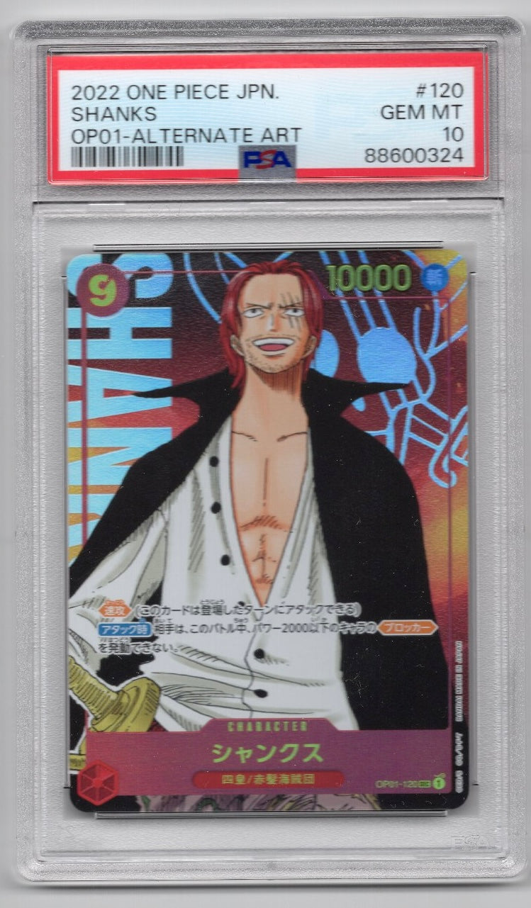 One Piece Card Game Shanks OP01-120 SEC Parallel- PSA 10 (JAP)