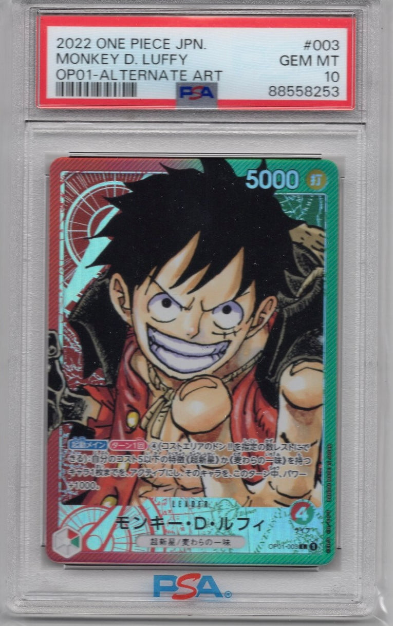 One Piece Card Game Monkey D. Luffy OP01-003 Leader Parallel - PSA 10 (JAP)